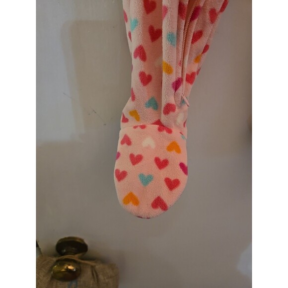 Carter’s Toddler Girls Pajamas 12 Month One Piece Fleece Hearts Polka Dots Pink - Picture 6 of 11